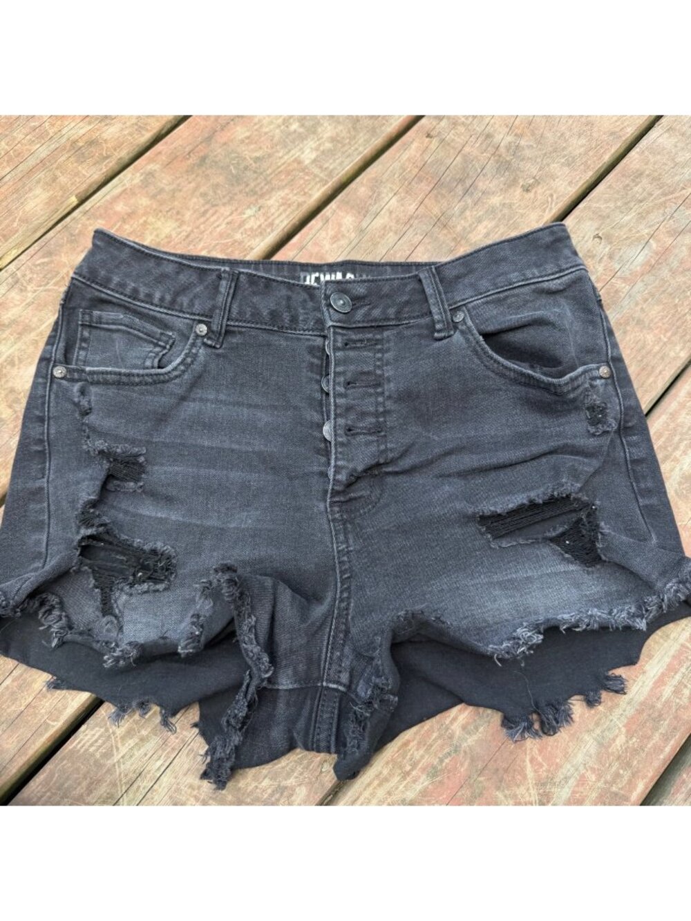 Rewash Black Distressed High-Waisted Jean Shorts Size 7